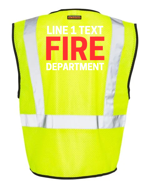 Custom Fire Department Safety Vest – High-Visibility ANSI Class 2 – Personalized Text – Kishigo 1537/1538 - Image 2