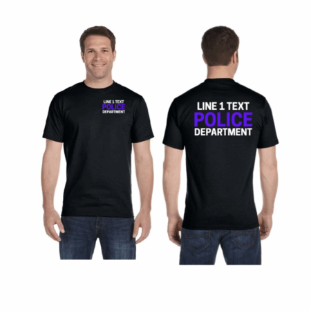 Black Custom Police Department T-Shirt – Personalized Text – Gildan DryBlend® 50/50 Short Sleeve