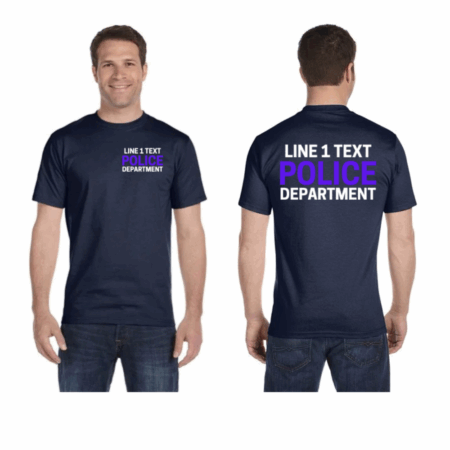 Dark Navy Custom Police Department T-Shirt – Personalized Text – Gildan DryBlend® 50/50 Short Sleeve