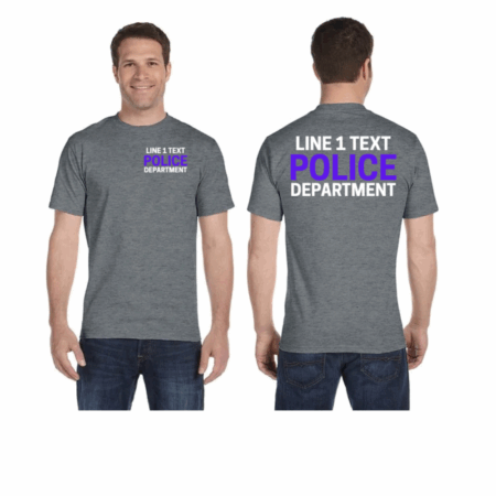 Graphite Heather Custom Police Department T-Shirt – Personalized Text – Gildan DryBlend® 50/50 Short Sleeve