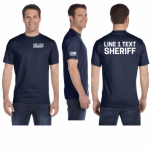 Custom Sheriff T-Shirt – Personalized Text – Dual Sleeve American Flag – Gildan DryBlend® 50/50 Short Sleeve
