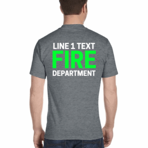 Graphite Heather Custom Green Fire Department T-Shirt – Personalized Text – Gildan DryBlend® 50/50 Short Sleeve