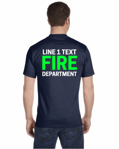 Dark Navy Custom Fire Department T-Shirt – Personalized Text – Gildan DryBlend® 50/50 Short Sleeve