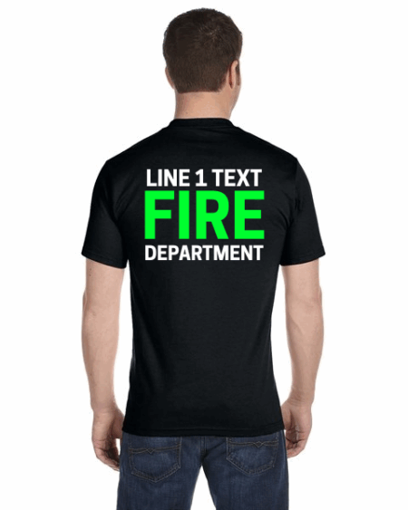 Black Custom Fire Department T-Shirt – Personalized Text – Gildan DryBlend® 50/50 Short Sleeve