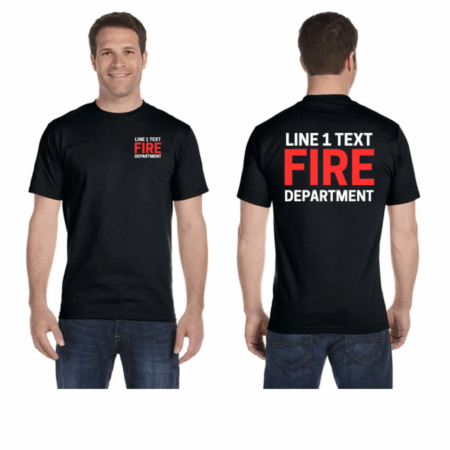 Black Custom Fire Department T-Shirt – Personalized Text – Gildan DryBlend® 50/50 Short Sleeve