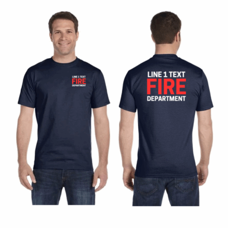 Dark Navy Custom Fire Department T-Shirt – Personalized Text – Gildan DryBlend® 50/50 Short Sleeve